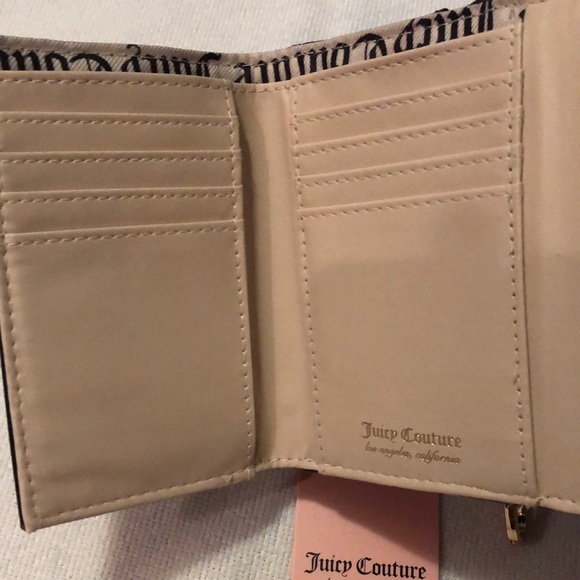 Juicy Couture Liquorice Black Pink League Double Sided Trifold Wallet NWT - Picture 12 of 16